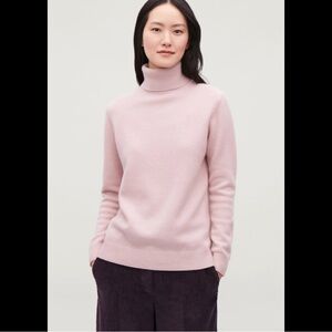 COS High-Neck Cashmere Jumper in Rose Pink